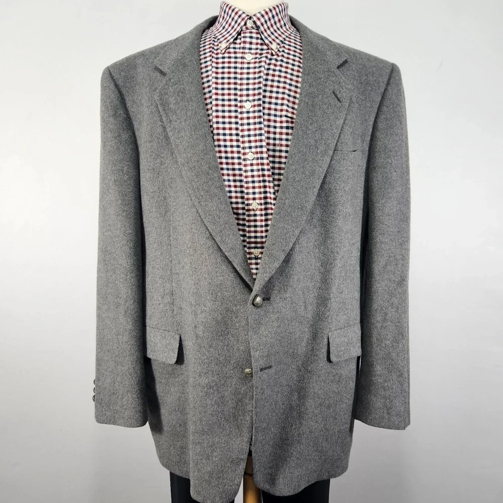 Sterling Hunt Men's Sport Coat Blazer Two Button Gray Camel Hair Size about 50XL